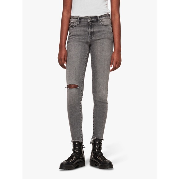 All Saints Denim - All Saints Grey Grace Destroy Skinny Ankle Jeans